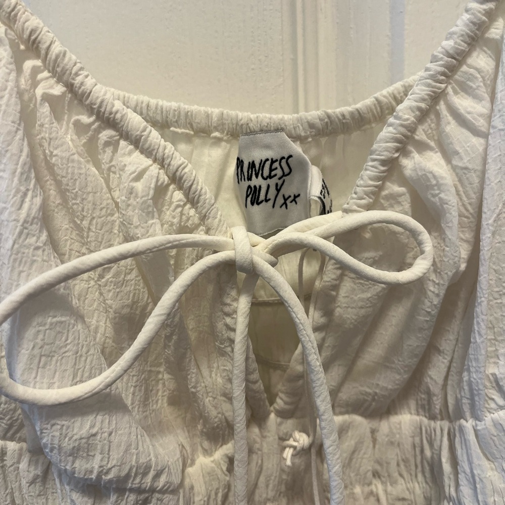 NWT White Boho Mini Dress Size 12 - Picture 7 of 13